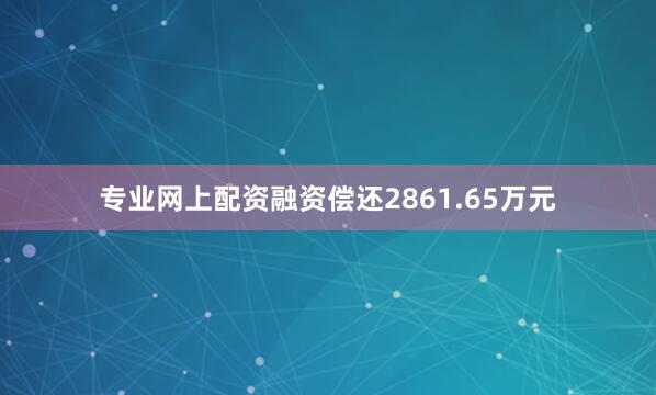 专业网上配资融资偿还2861.65万元